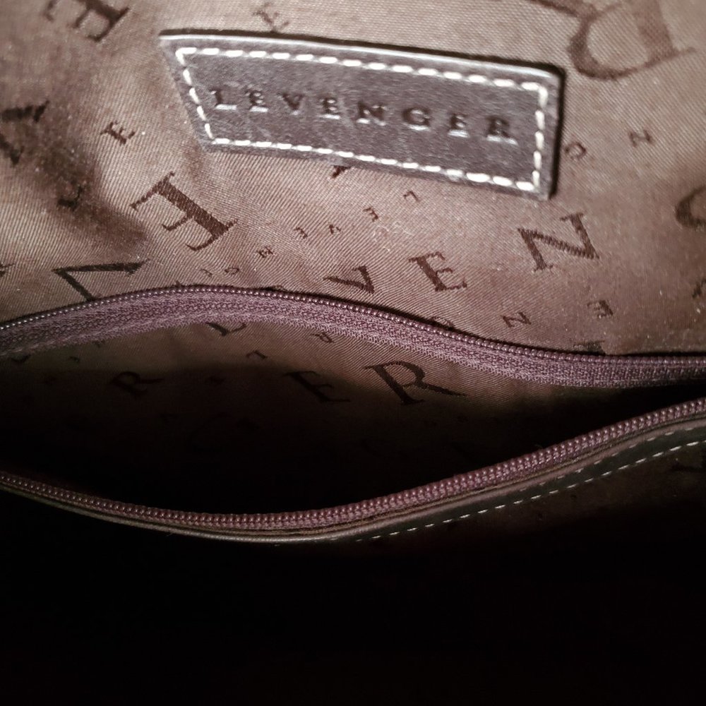 Levenger Shoulder Tote Bag Pebble Leather Espresso - Picture 4 of 15